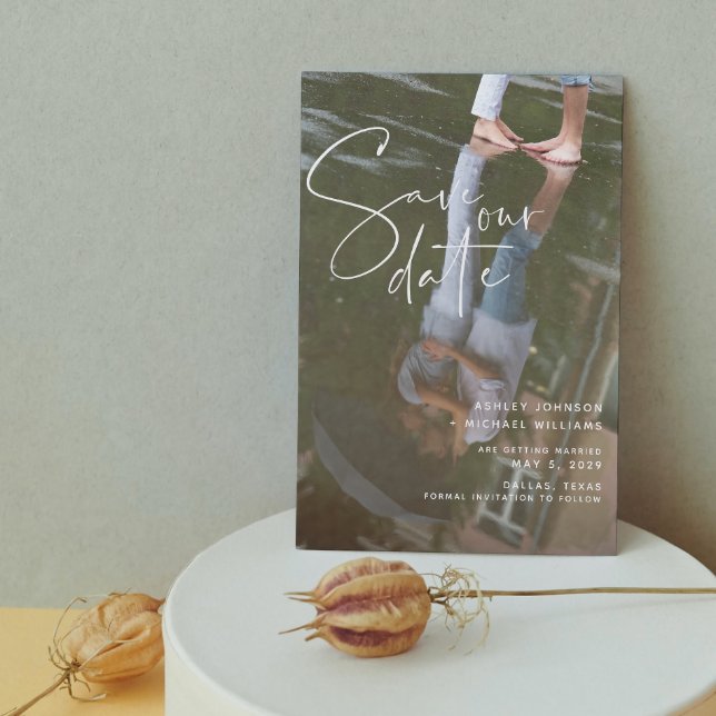 Reserve A Data Vellum Look Hand Lettered Typografia Fotográfica (Mark Your Calendars for Love - Customize Your Date!)