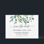 Reserve A Data Verde Botânico Folhagem Aquarela Casamento<br><div class="desc">Ervas Verdes - Folhagem Verde Aquarela Casamento de Primavera Elegante e Moderno Salve a Data em fundo Branco - inclui tipografia de roteiro bonita e elegante com folhas botânicas modernas e folhagem para a celebração do dia especial do Casamento.</div>