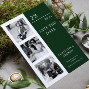 Reserve A Data Verde Escuro 4 Foto Minimalista Save The Date