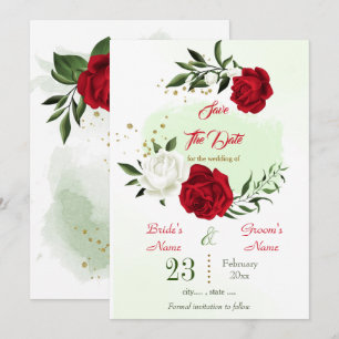 Reserve A Data verde-floral branco vermelho