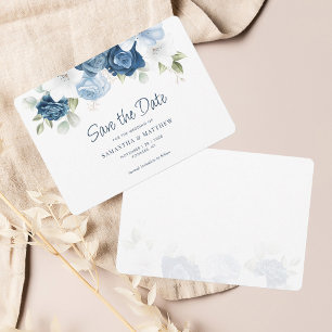 Reserve A Data Verde Floral Dusty Blue Watercolor