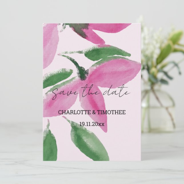 Reserve A Data Verduras Vermelhos Rosa Elegantes Arte Aquecida (Em pé/Frente)