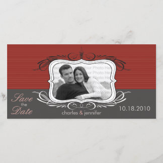 Reserve A Data Vermelho com deco chic 8x4" Salve o aviso de data