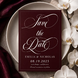 Reserve A Data Vermelho Escuro Romântico