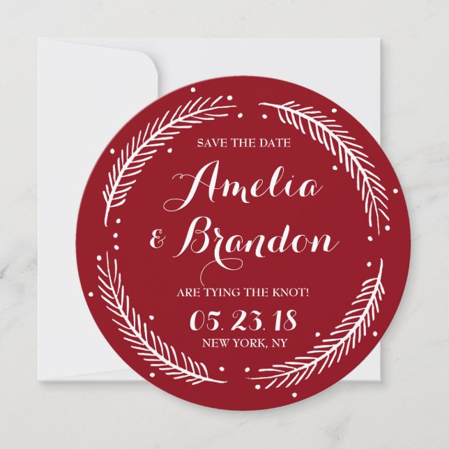 Reserve A Data Vermelho Whimsical Winter Wreath Salve a placa de  (Frente)