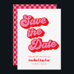 Reserve A Data Vermelhos Vermelhos Retro - Bandeja Mitzvah<br><div class="desc">Retro Mod Groovy Pink Vermelho Cor-de-Rosa Checkerboard Bat Mitzvah Salvar Data</div>