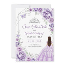 Vestido de Lilás Roxo Quinceanera Rosas Prata