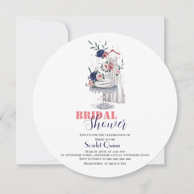 Reserve A Data Vestido de noiva branco moderno aquarela com bolo2 (Frente)