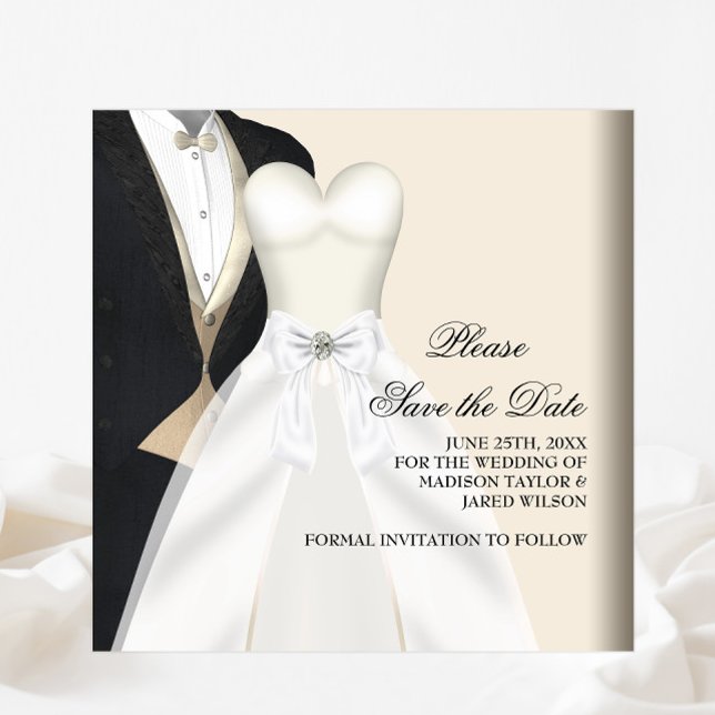 Reserve A Data Vestido de Noiva Smoking Preto e Branco Save The D (Criador carregado)