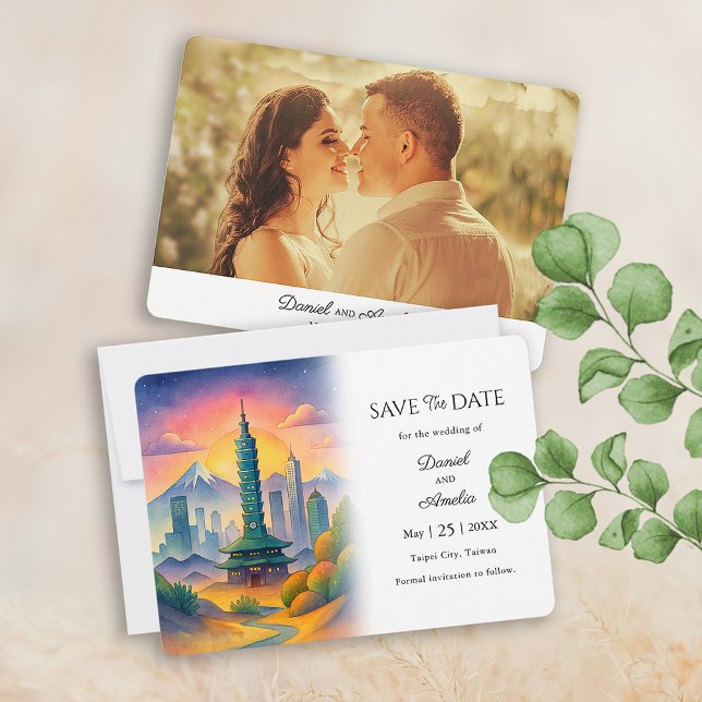 Reserve A Data Viagem casamento de Taiwan na cidade de Taipei (Taipei City Taiwan travel wedding Save The Date)