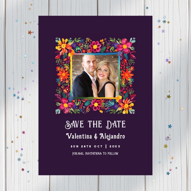 Reserve A Data Vibrante Casamento de Fiesta Mexicana em Aquarela (Vibrant Watercolor Mexican Fiesta Wedding Save The Date)