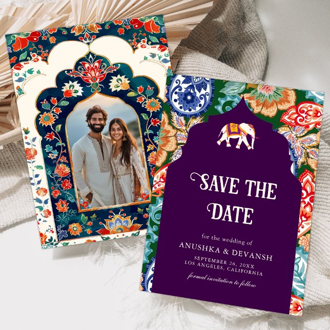Reserve A Data Vibrante Elefante de Arte Popular Indiana Casament (Criador carregado)