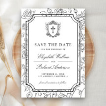 Victorian Black and White Catholic Wedding