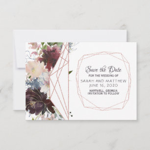 Reserve A Data Vidro Jardim Geométrico Salvar a Data