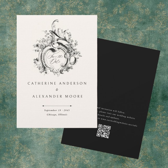 Reserve A Data Vigneta Rococó Vintage Casamento Elegante (Criador carregado)