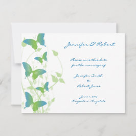 Reserve A Data Vinha-borboleta azul e verde Salvar a data