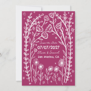 Reserve A Data Vinhas de Flores Silvestres Casamento Salve a Data