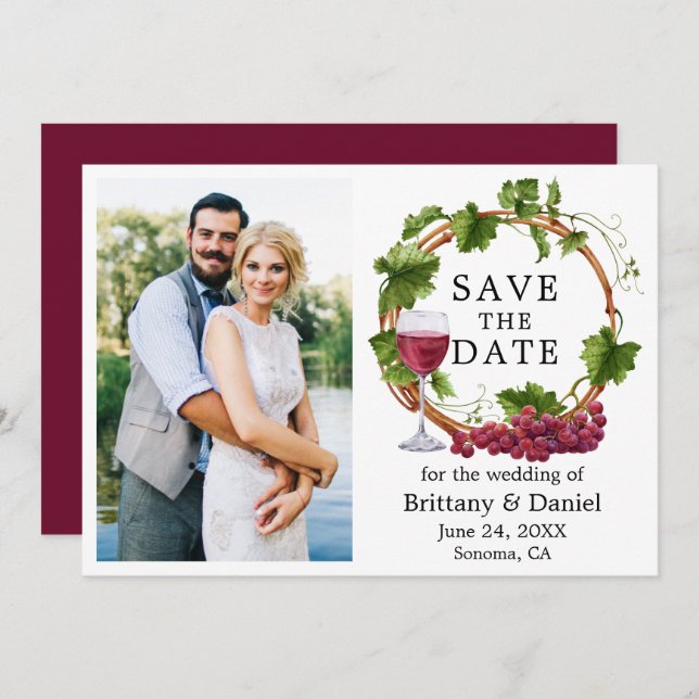 Reserve A Data Vinhas De Vidro De Água Foto Da Borda (Frente/Verso)