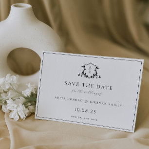 Reserve A Data Vinhas eternos Negras Crest Monograma Casamento