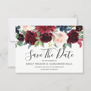 Reserve A Data Vinho Tinto Marsala Burgundy Flores Casamento
