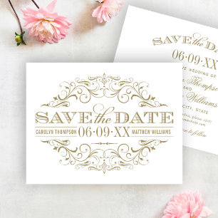 Reserve A Data Vintage Antique Dourado Casamento Farmoso
