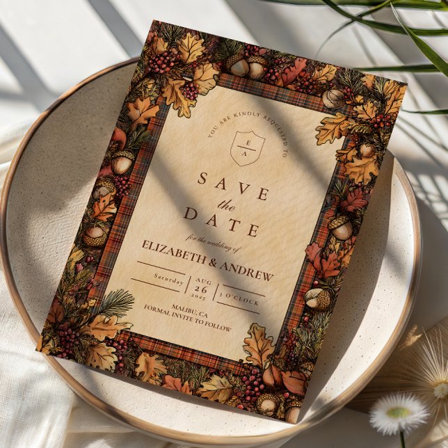 Reserve A Data Vintage Autumn Woodland Romance (Criador carregado)