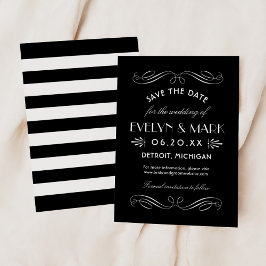 Reserve A Data Vintage Black and White Art Deco Weding