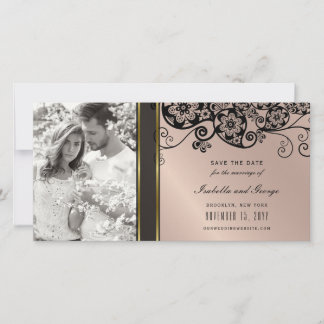 Reserve A Data Vintage Black Floral Paisley Roda Foto Elegante