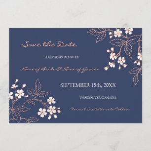 Reserve A Data Vintage Blue Floral Weding Date (Vintage Blue Flor