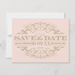 Reserve A Data Vintage Blush e Antiguamente Dourado Casamento Far