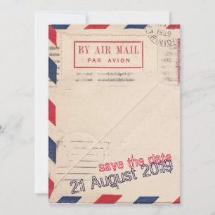 Reserve A Data Vintage By Air Mail Flat Save The Date Card