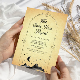 Reserve A Data Vintage Celestial Stars Crescent Moon Wedding