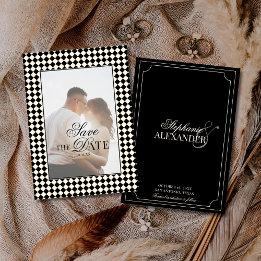 Reserve A Data Vintage Checks Black Ivory Old Money Photo Wedding