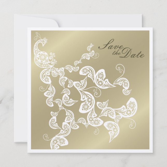 Reserve A Data Vintage Chic Elegant Floral Peacock Salvar Data (Frente)