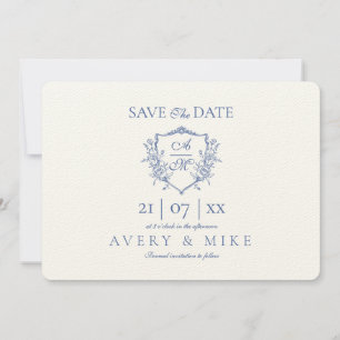 Reserve A Data Vintage Crest Dusty Blue Floral Casamento