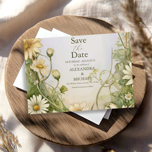Reserve A Data Vintage Daisy Wedding Art Nouveau (Criador carregado)