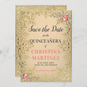 Reserve A Data Vintage Dourada Floral Quinceañera Welcome Yard