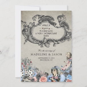 Reserve A Data Vintage Dusty Alice Azul no Casamento da Terra Mar