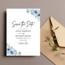 Reserve A Data Vintage Dusty Blue Floral Casamento