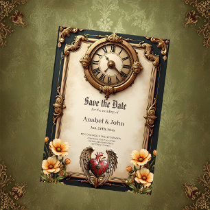 Reserve A Data Vintage elegance: um relógio elegante e coração.