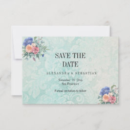 Reserve A Data Vintage Faded Damask Floral Boho Weding