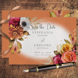 Reserve A Data Vintage Floral Rust & Fuchsia Weding