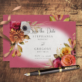 Reserve A Data Vintage Floral Rust & Fuchsia Weding