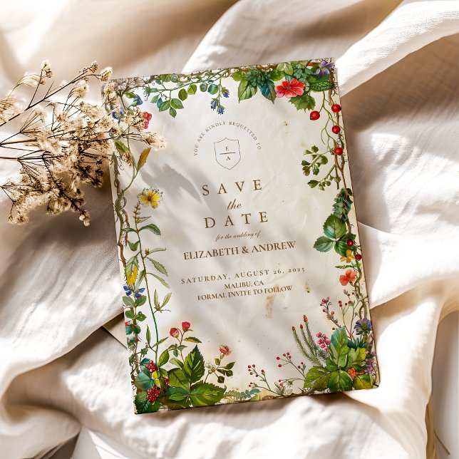 Reserve A Data Vintage Forest Berry Wedding (Criador carregado)