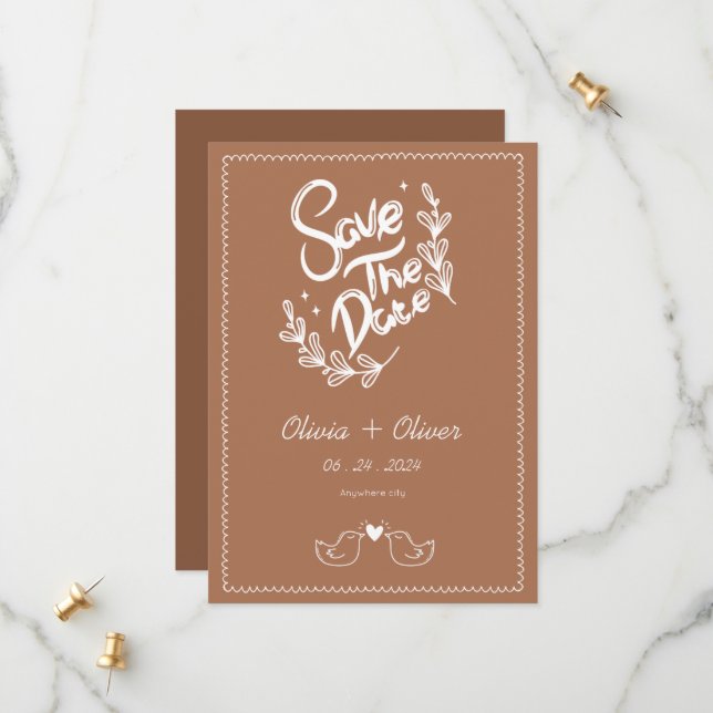 Reserve A Data Vintage frenage, casamento de terracotta (Frente/Verso In Situ)