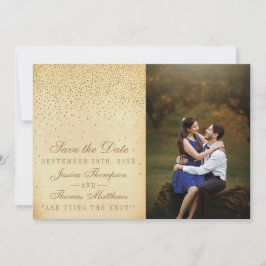 Reserve A Data Vintage Glam Dourado Confetti Foto de Casamento