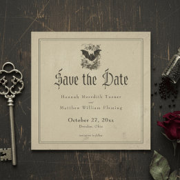 Reserve A Data Vintage Gothic Black Toile Bat Tan Wedding