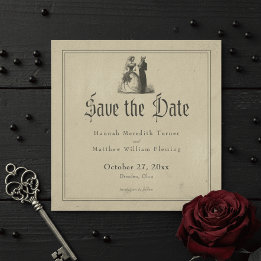 Reserve A Data Vintage Gothic Black Toile Tan Wedding