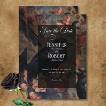 Vintage Gótico Escuro Blush Floral e Ravens Pretos