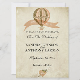 Reserve A Data Vintage Hot Air Balloon Casamento Salve A Data